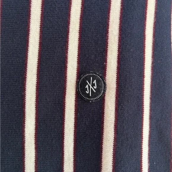 Jack & Jones Men’s Navy White Red Striped Jorsteve Knit Crewneck Sweater Size Lg - Picture 2 of 10